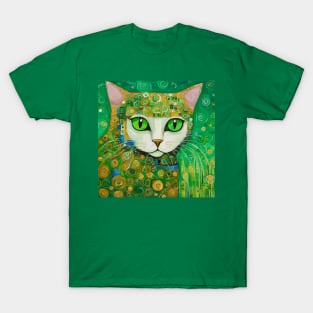 Klimt Cat with Bright Green Eyes T-Shirt